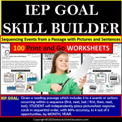 Sequence of Events with Reading Passage for Comprehension IEP GOAL SKILL BUILDER